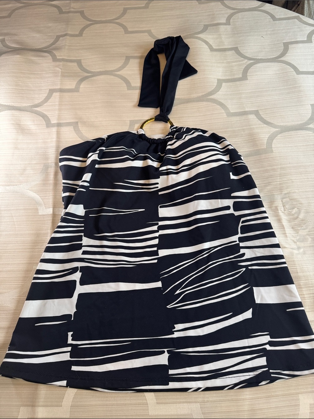 La Blanca Black and White Halter Swim Top